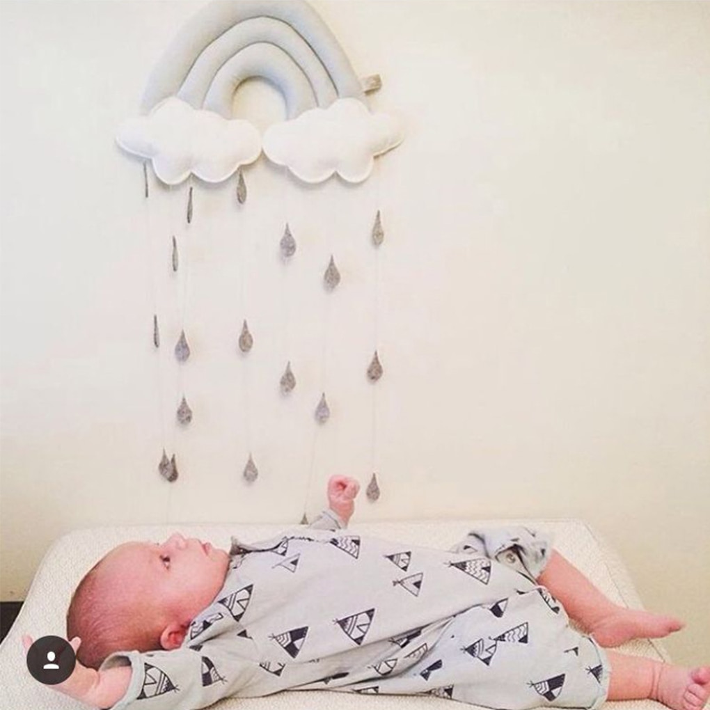 Newborn Cloud Rainbow Raindrop Wall Toys Baby Bed Tent Pendant Crib Hanging Toy Room Ornament Infant Photo Props Accessories